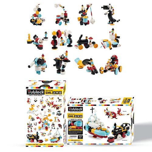 Tublock Creator Set (SML 390 Pieces) | Creative and Educational Brick Building Toys for Girls and Boys | Colorful Building Bricks Set | Innovative Curved Bricks for Building with Movable Pieces