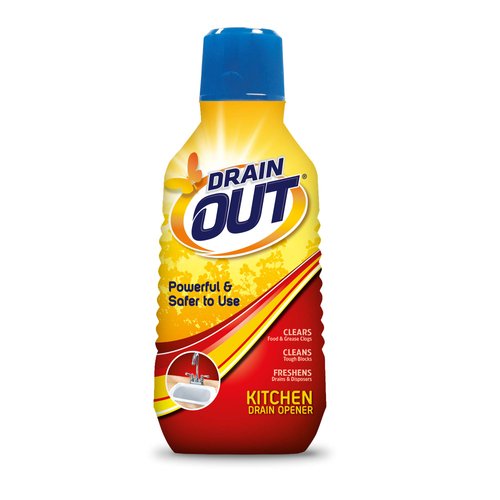 Drain OUT Kitchen Drain Opener and Drain Cleaner, Food and Grease Remover, Fresh Citrus - 16 Ounce