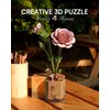 ROBOTIME 3D Puzzle Wooden Flower Pink Carnation DIY Model Kit to Build for Adults Artifical Bouquet Collection Craft Brain Teaser Puzzle Creative Gift Home Decor