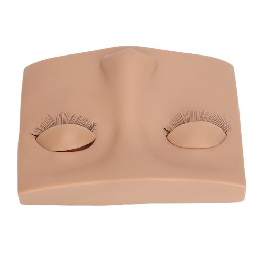 Half Face Makeup Training Head, 3 Pairs Removable Single Layer Eyelids Eyelash Mannequin Head for Eyelash Extension Practice and Makeup Training (Skin Color)