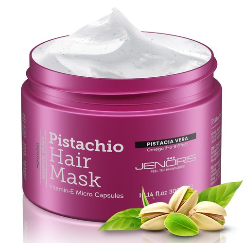 Jenoris Pistachio Hair Mask for Dry Damaged Hair – Deep Conditioning Hair Mask Treatment with Pistachio Oil & Vitamin E, For Color-Treated Hair, For Hair Repair, Paraben & Salt Free, 10.14 Fl Oz