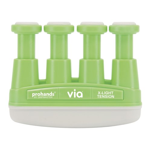 Prohands VIA Hand Exerciser, Finger Exerciser (Hand Grip Strengthener), Spring-Loaded, Finger-Piston System, Isolate and Exercise Each Finger, (2 lb X-Light Tension, Green-Via)