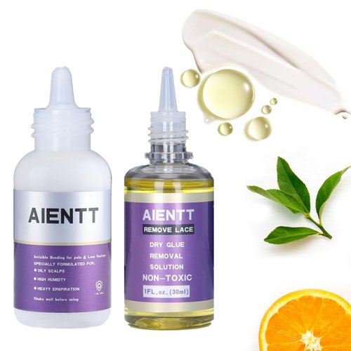 Wig Glue + Lace Wig Glue Remover Kit, Waterproof Strong Hold Wig Glue Kit Lace Glue for Front Lace Wig 1.7OZ, Lace Glue Remover for Tape in Extension