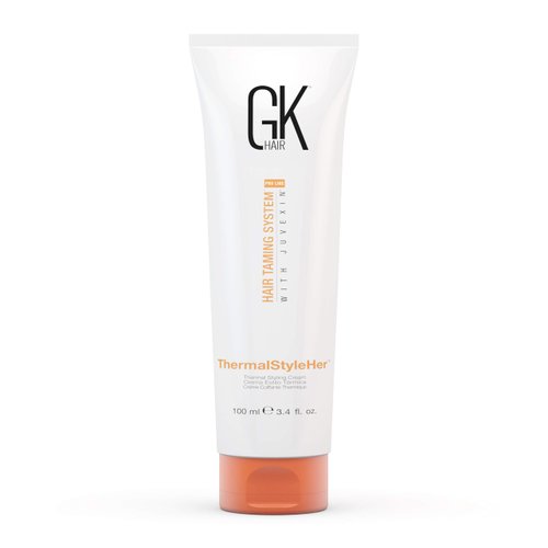 GK HAIR Global Keratin ThermalStyleHer Hair Cream (3.4 Fl Oz/100ml) - Thermal Styling Blow Dry Heat Protectant Cream - Anti Frizz Damage Protection Styling Cream for All Hair Types