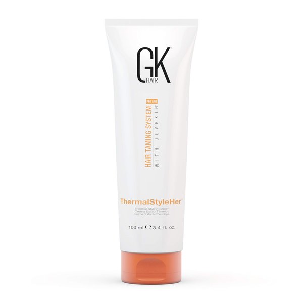 GK HAIR Global Keratin ThermalStyleHer Hair Cream (3.4 Fl Oz/100ml) - Thermal Styling Blow Dry Heat Protectant Cream - Anti Frizz Damage Protection Styling Cream for All Hair Types