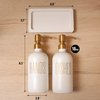 Prus Waso Glass and Stainless Steel Soap Dispenser Set for Kitchen Counters (White)