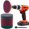 Power Scrub Pads Drill Attachment, GOH DODD 15 Pieces 5 Inch Headlight Restoration Kit Cleaning Kit Scouring Pads with Baker and Universal Shaft for Kitchen, Bathroom, Grout, Carpet, Tub, Grill, Tile