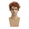 Beweig Short Curly Mens Orange Wig Fluffy Synthetic Cosplay Halloween Hair Wig for Men