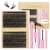 DIY Lash Extension Kit 280pcs Lash Clusters Kit 30D+40D Individual Lashes 10-16mm Lash Clusters Kit Lash Bond and Seal Cluster Lashes Glue Remover Lash Tweezer