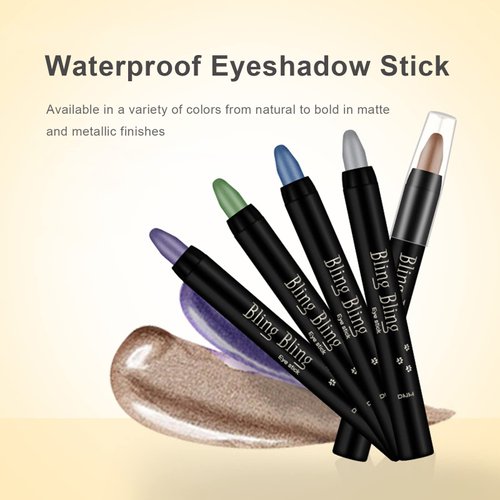 VolksRose 16 Colors Eyeshadow Shimmer Stick, Highlighter Eye Shadow Stick Set, Colorful Eyeshadow Pencil Crayon Creamy, Waterproof Pearly Sparkle Glitter Cream Stick Pen EyeLiner Makeup for Women