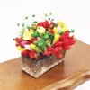 Dollhouse Decoration Plant Pots Miniature Green Potted Miniature Bonsai Model Dollhouse Accessories Decor,1 12 Scale Doll House Miniature Plant Model (Flowers in The Bed)
