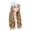 Yunkang Baseball Cap Wig Long Natural Wavy Hair Extensions With White Hat Heat Resistant Synthetic Fiber Hairpieces Adjustable Wig for Women Girls (W-M Blonde honey blonde)