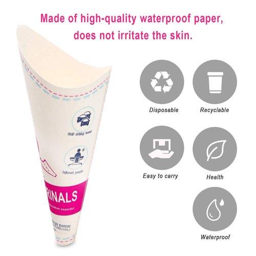Luxiv 20 50 Pcs Disposable Female Urination Device, Portable Girl Urinal Funnel Women Outside Pee Cup Waterproof Paper Standing Pee Disposable Cup Female Urinal for Camping, Hiking (20)