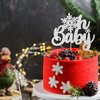 1Pc Snowflake Oh Baby Cake Topper Glitter Baby Shower Snowflake Cake Pick Decorations for Winter Snowflake Theme Baby Shower Kids Birthday Party Supplies Silver