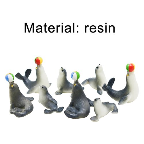 Pinenjoy 8Pcs Realistic Miniature Sea Lion Figurines Mini Resin Sea-Lion Figures Cute Ocean Animal Cake Toppers for DIY Fairy Garden Moss Landscape Aquarium Birthday Easter Crafts