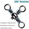 JSHANMEI Fishing 3 Way Swivels Cross Line Barrel Swivels T-Turn Fishing Swivels Fishing Lure Connector Saltwater Fishing Tackle Accessories 8# 100PCS