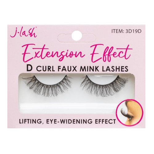 JLash Extension Effect D Curl Faux Mink Lashes - 19D, Black