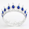Fairyu Crowns and Tiaras Baorque Silver Rhinestone Vintage Bride Wedding Crowns Royal Birthday Crown Cake Topper Costume Headband Tiara for Women and Girls (Silve&Blue)