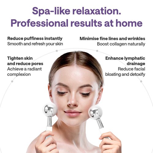 Ice Globes for Face - Ice Roller for Face & Puffy Eyes - Ice Face Roller - Cryo Sticks for Face Beauty - Face Ice Roller for Eyes - Facial Ice Globes for Facials - Cryotherapy Silver Facial Globes