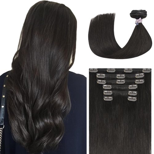 Ukira Dark Brown Hair Extensions Clip in Real Human Hair, 15 Inch 70g 7pcs Clip in Hair Extensions Real Human Hair, Ntural Straight Remy Human Hair Extensions Clip ins for Women