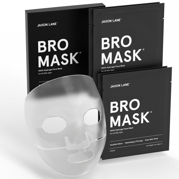 JAXON LANE BRO MASK: Korean Face Mask for Men | 2 Pc. Hydrating Anti Aging Sheet Masks Contain Vitamin C, Vitamin E, Hyaluronic Acid, Hydrolyzed Collagen for Face Care, Acne Treatment (2 X 4 Packs)