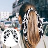 SmallCat 2pcs Cow Print Hair Bands for Women, Non-Slip Rabbit Bunny Ear Bow Hair Tie Ropes Scrunchies, Elastic Bowknot Ponytail Holder Hair Bandana Accessories for Curly Straight Thin Thick Fine Hair