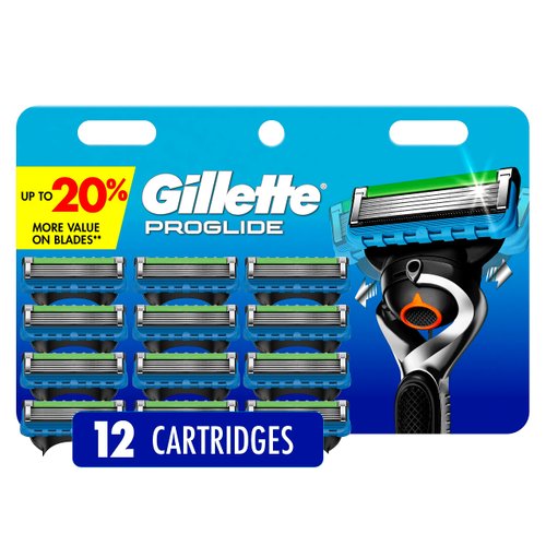 Gillette ProGlide Razor Refills for Men, 5 Bladed Razor for a Close Shave, with Precision Trimmer and Lubrastrip, 12 Razor Blade Refills