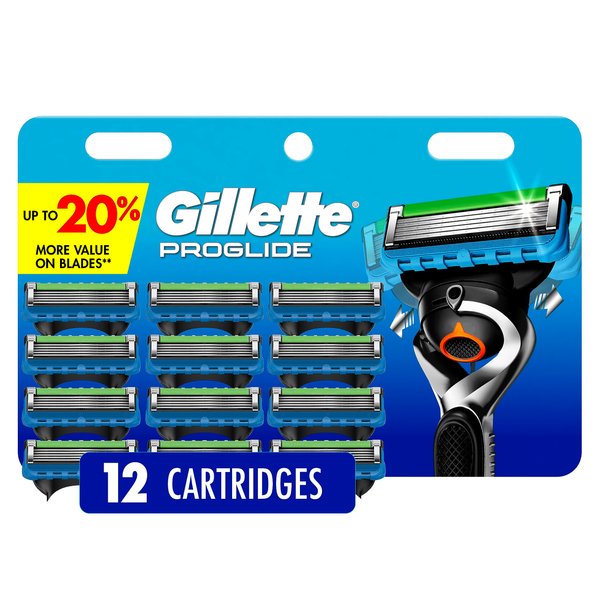 Gillette ProGlide Razor Refills for Men, 5 Bladed Razor for a Close Shave, with Precision Trimmer and Lubrastrip, 12 Razor Blade Refills