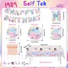 99 Pcs Birthday Party Decorations,Birthday Party Supplies, Disposable Tableware set Include Banner,Tablecloth, Hanging Swirls, Birthday Plates and Forks, Napkins, Serves 24 Guests
