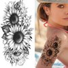 Temporary Tattoo Stickers Sketch Flower Blossom Sexy Tattoo Stickers Waterproof Lasting Fake Tattoos for Girl Women Shoulder Arm Chest Leaf Tatoo Adults Beauty Sheet of 16