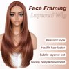 BrownBomb Cooper Blond Wear and Go Glueless Wigs Pre Plucked Pre Cut for Beginners Synthetic Lace Front Wigs For Woman With Bangs Long layered Straight 26 Inch Ginger Highlights 3 Seconds to Wear