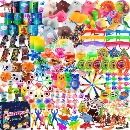 300 PCS Party Favor for Kids Goodie Bags Stuffers, Prize Box Toys for Kids Classroom Bulk, Small Fidget Toys Pinata Fillers, Treasure Chest Toy for Students Rewards, Carnival Prizes, Birthday Gifts
