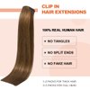 UGOTRAYS Light Brown Hair Extensions Clip in Human Hair 15 Inch 70g 7pcs Remy Hair Silky Straight 16clips One Pack #6 Chestnut Brown Hair Extensions