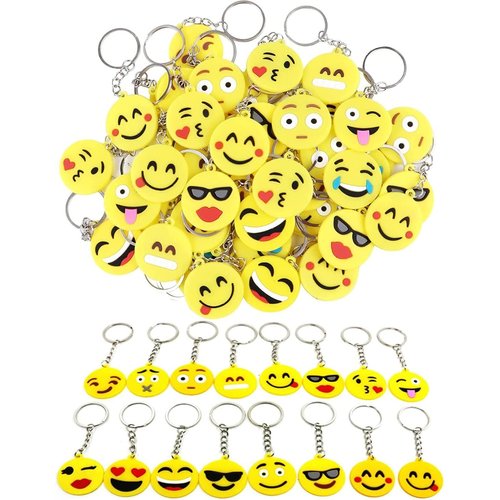 CRSUSUKJ 32 Pack Mini Emoticon Keychain Plush(16 expressions), Cute Keychain, Party Favors for Kids, Keychains, Valentine's Day Gifts/ Birthday Party Supplies, Emoticon Gifts Toys Carnival Prizes...