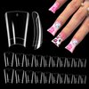 Short Duck Nail Tips, 500PCS Half Cover Duck Acrylic Nails, Clear Duck Feet Flare Nail Tips for Acrylic Nails, Extra Short Fan Wide French False Nail Extension for Nail Salon 10 Sizes