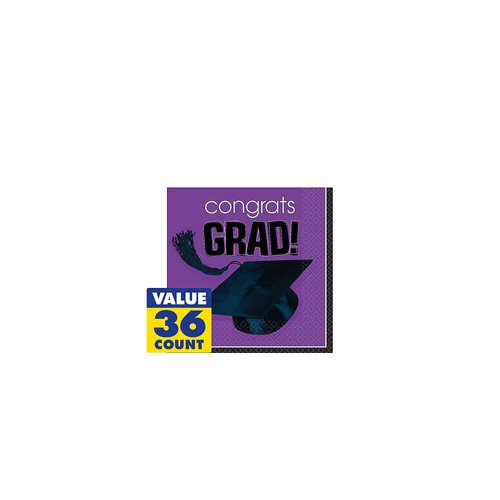 Flying Colors Graduation Party School Colors Luncheon Napkins Purple Tableware, Purple, Paper , 6" x 6" Pack of 36