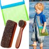 3 Pieces Sand Brush for Beach Feet Sand Remover with Black Mesh Bag Beach Accessories Surfing Equipment for Sand Gear Water Sports Beach Volleyball Surf Ocean and Lakeside Recreation
