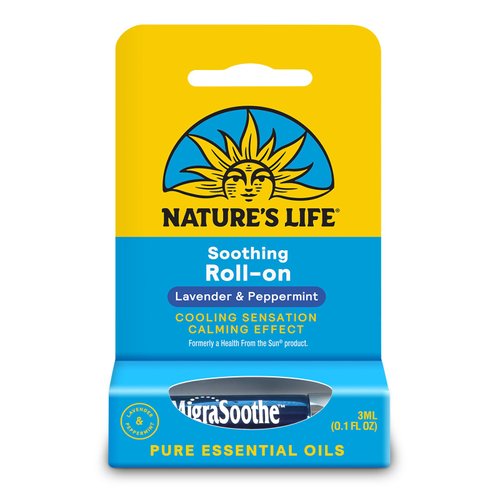 Nature's Life Soothing Roll On - Aromatherapy Oils for Head and Neck - Fast-Acting Stick Cools and Calms with Peppermint Oil and Lavender Oil, 60-Day Guarantee, Over 100 Applications, 0.1 oz