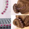 Onwon 40 Pieces Rose Flower Rhinestone Hair Clips Crystal Hair Pins for Bridal Wedding Party Daily Life Women and Girls Hair Jewelry Acessories, with Storage Bag (Pink)