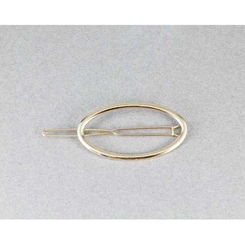 Gold oval barrette outline shape metal hair clip barrette shiny clip oblong lightweight small barrette