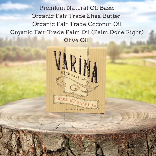 Varina Natural Sandalwood Vanilla Bar Soap - Gentle Cleansing for Sensitive Skin, Floral - 3 Pack - Experience Healthy and Glowing Skin