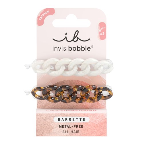 invisibobble BARRETTE 2 x Hair Clips, Non-Slip Hair Clips, Brown & White, Stylish Hair Clips, Designed in the Heart of