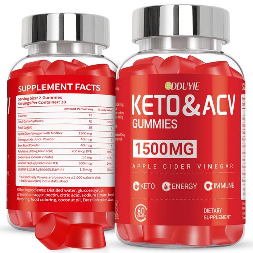 DDUYIE Brilhante Keto ACV Gummies - 1500mg Apple Cider Vinegar Gummies with Pomegranate Beetroot & Vitamin B12 B6 - for Men & Woman - GMO Free & Vegan - 60 Count