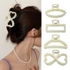 Pearl Claw Clip, UNLONLEG 4 Pack Medium Pearl Hair Clips for Thin & Thick Hair, Nonslip Strong Hold Claw Clip Barrettes, Pearl Hair Accessories for Women & Girls, Fancy Hair Clips for Party(B#)