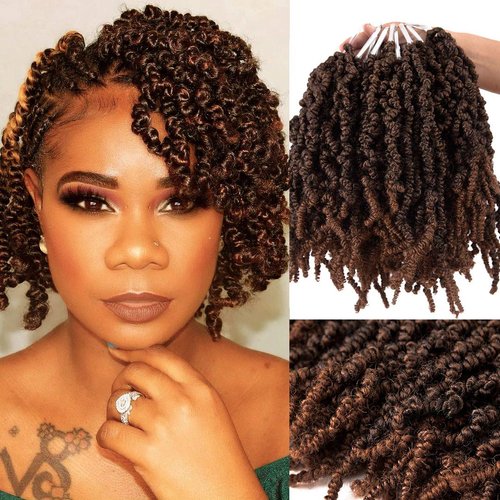 3 Packs 10 inch Ombre Synthetic Crochet Braids - Pre-twisted Fluffy Curly Hair Extensions 15 stra...