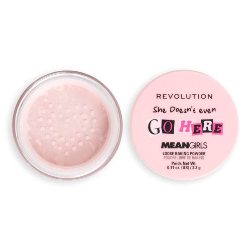 Revolution Beauty, Mean Girls x Revolution Loose Baking Powder, Makeup & Setting Face Powder, Includes Powder Puff, Vegan & Cruelty-Free, Cherry Pink, 0.11 oz