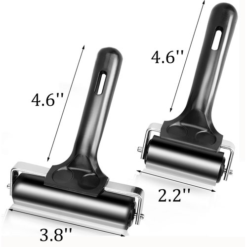 Yesland 4 Pcs Brayer Roller, Black Rubber Roller for Printmaking Wallpapers Stamping Gluing Application - 3-7/8 & 2-3/8 Inches