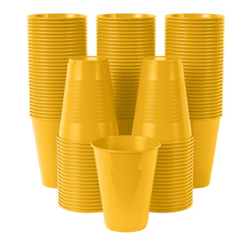 Exquisite 12 oz Yellow Plastic Cups For Party 50 Pack | Yellow Disposable Cups | Yellow Party Cups Disposable | Plastic Party Cups Yellow | 12 oz Plastic Cups Disposable | Plastic Drinking Cups