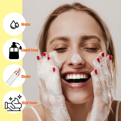 IRON BILL 2 Oz Empty Foam Pump Bottle (12PCS) Travel Foaming Soap Dispenser for Hand Soap, Lash Shampoo Cleanser (White&Rose Gold)