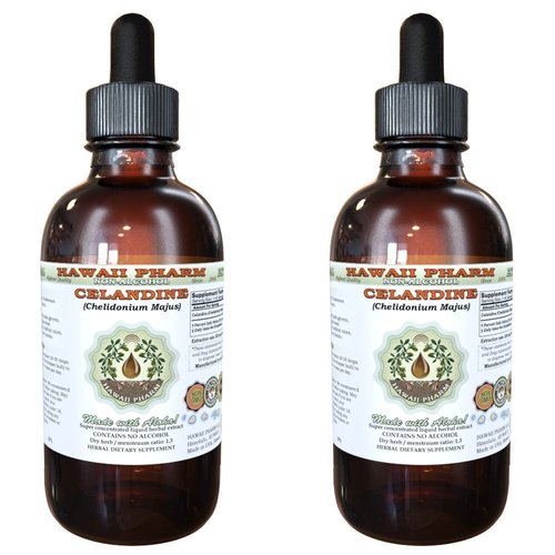 Celandine Alcohol-Free Liquid Extract, Organic Celandine (Chelidonium Majus) Dried Above-Ground Parts Glycerite Hawaii Pharm Natural Herbal Supplement 2x4 oz